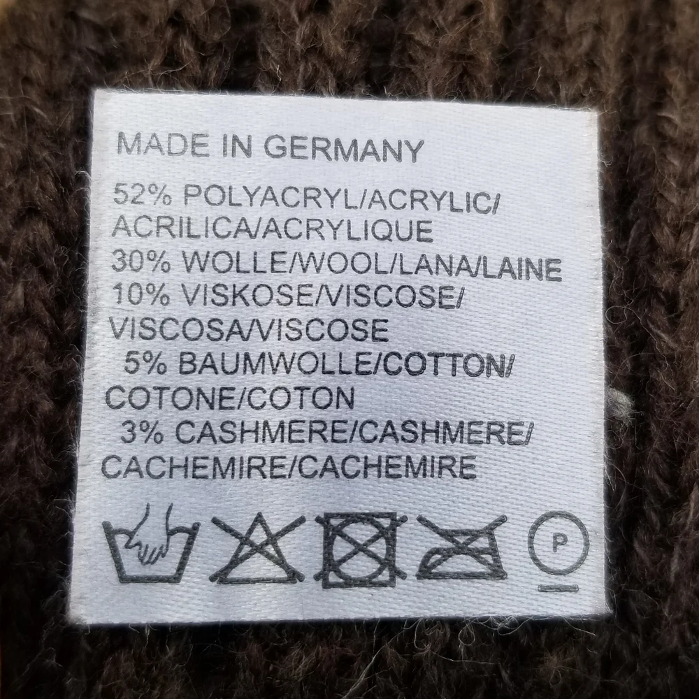Gottman brown ribbed knit scarf wool blend unisex
